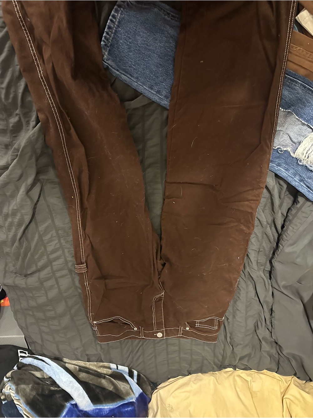 Moss & Spy Brown Corduroy Pants with White Contrast Stitching